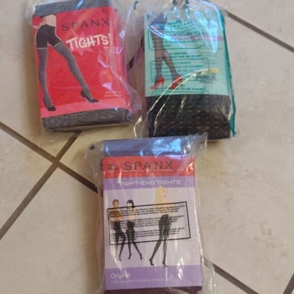 Lot of 3 Spanx Shaping Tights Marled grey, Wishbone, Currant Burgundy red 2/B - Picture 2 of 13
